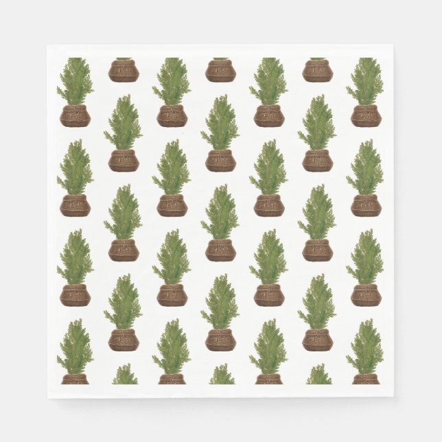Serviette En Papier Moderne Russe Aquarelle Noël Arbre de Noël (Devant)
