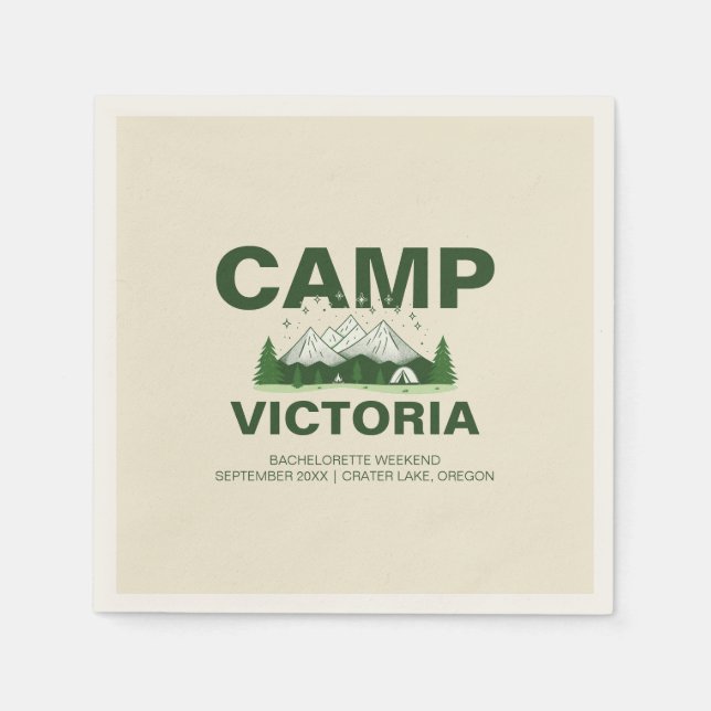 Serviette En Papier Moderne Rustic Camping Bachelorette Party (Devant)