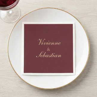 Serviette En Papier Moderne Simple Bourgogne Écriture Minimaliste Mari