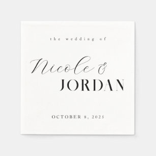 Serviette En Papier Moderne Simple Chic Mariage noir et blanc