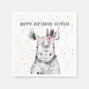 Serviette En Papier Moderne Simple Fête Animal Anniversaire Personnali