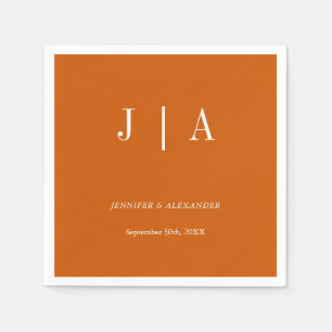 Serviette En Papier Moderne simple Monogramme Burange Mariage blanc or