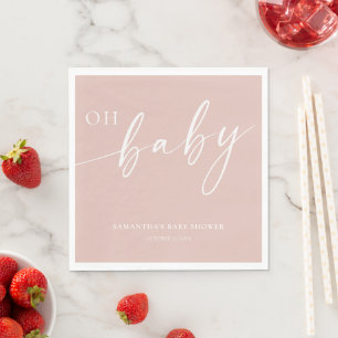 Serviette En Papier Moderne simple rose vif Oh Baby baby shower fille