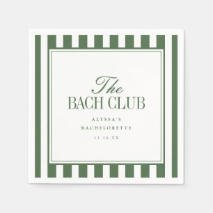 Serviette En Papier Moderne "The Bach Club" rayé vert olive Script