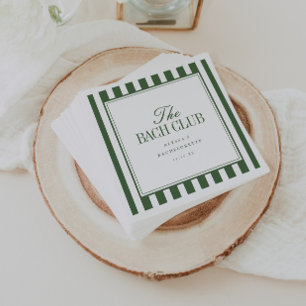 Serviette En Papier Moderne "The Bach Club" rayé vert olive Script