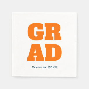 Serviette En Papier Moderne Typographie simple Graduation Orange