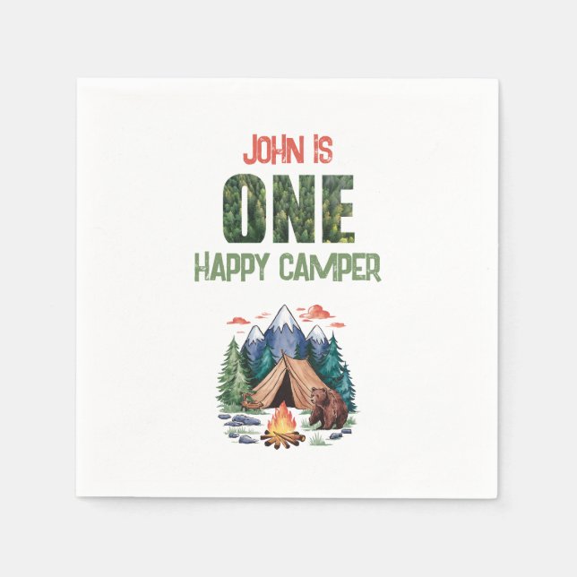Serviette En Papier Moderne Un Joyeux Camper Aquarelle 1er anniversair (Devant)