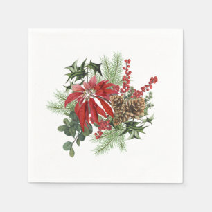 Serviette En Papier moderne vintage vacances poinsettia floral