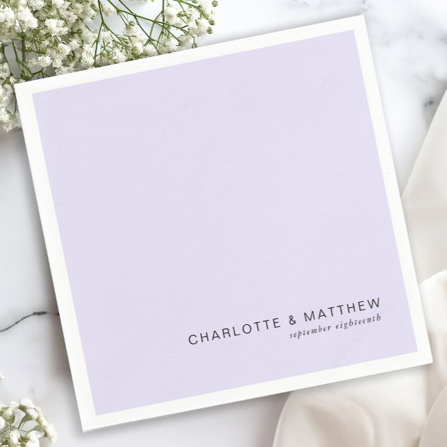Serviette En Papier Moderne violet clair (Customer specific, beautiful, modern, minimal, light-purple, wedding napkins.)