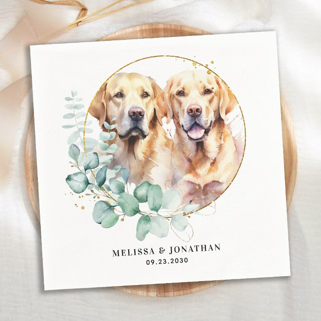 Serviette En Papier Moderne Yellow Labrador Retriever Pet Dog Mariage (Créateur téléchargé)