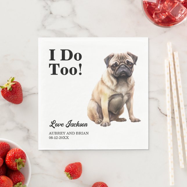 Serviette En Papier Moi Aussi ! Carlin chien mariage animal (En situation)