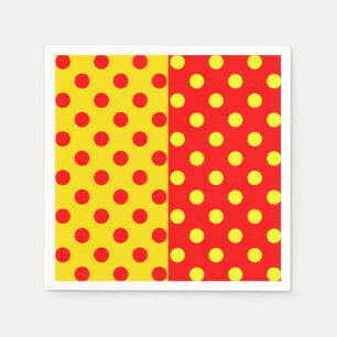 Serviette En Papier Moitié rouge Jaune Pois Design Motif