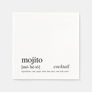 Serviette En Papier Mojito Citation Moderne Typographie Noire Cocktail