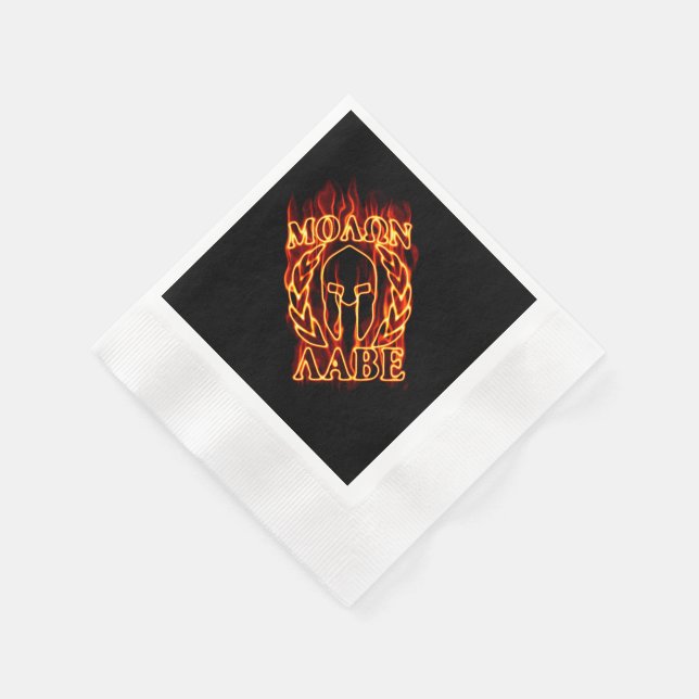 Serviette En Papier Molon Labe Laurels guerrier spartiate en feu (Coin)