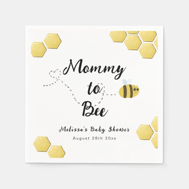 Serviette En Papier Mommy to Bee mignonne Honeycomb Baby shower (Devant)