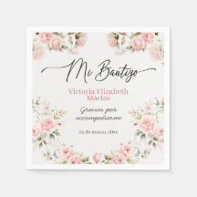 Mon Baptême Pour Fille Floral Rose Baptême