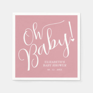 Serviette En Papier Mon bébé ! Baby shower rose fille