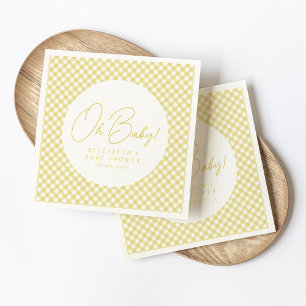 Serviette En Papier Mon bébé mignon jaune en vichy baby shower neutre