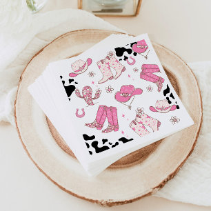 Serviette En Papier Mon premier Rodeo Cowgirl rose fête d'anniversaire