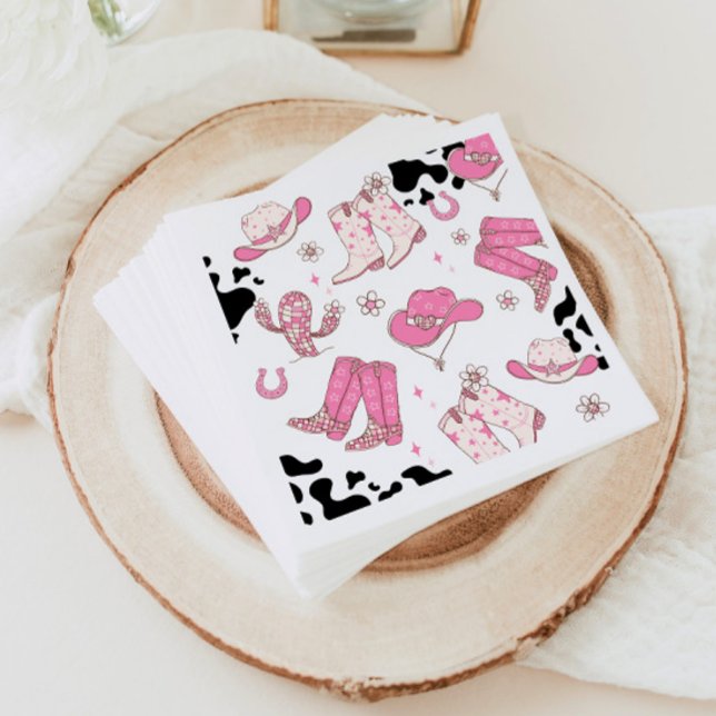 Serviette En Papier Mon premier Rodeo Cowgirl rose fête d'anniversaire (Créateur téléchargé)