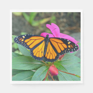 Serviette En Papier Monarque Papillon rose floral photo