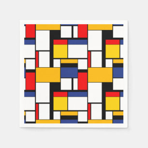 Serviette En Papier Mondrian géométrique Composition minimaliste moder