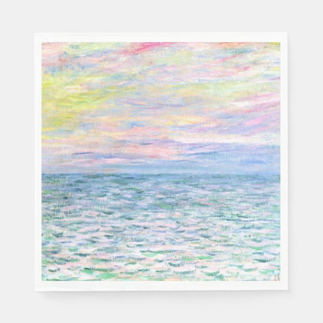 Serviette En Papier Monet - Coucher de soleil à Pourville, art (Devant)