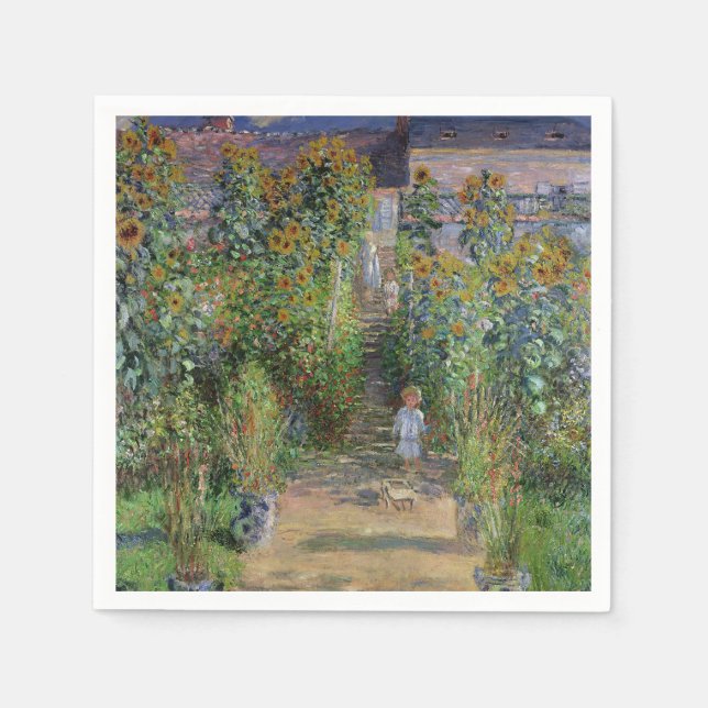 Serviette En Papier Monet Garden Vetheuil Impressionim Peinture (Devant)