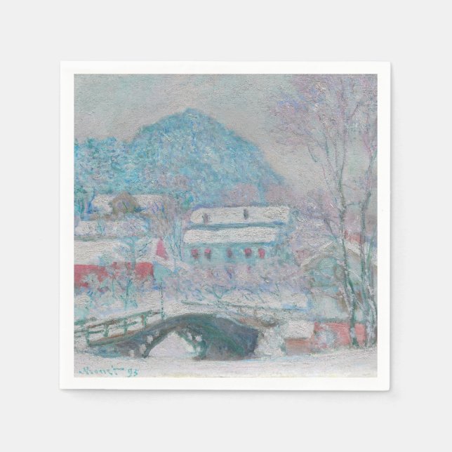 Serviette En Papier Monet - Norvège, Village de Sandviken dans la neig (Devant)