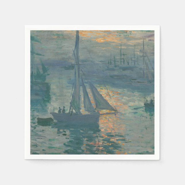 Serviette En Papier Monet Sunrise Marine Impressionnisme peinture (Devant)