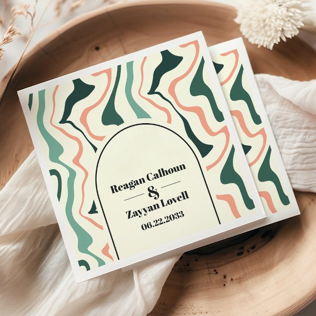 Serviette En Papier Monnaie Arc À Arche Verte Et Rose Retro Mariage (Créateur téléchargé)