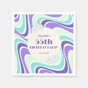 Serviette En Papier Monnaie Fleur Retro Bleu Anniversaire
