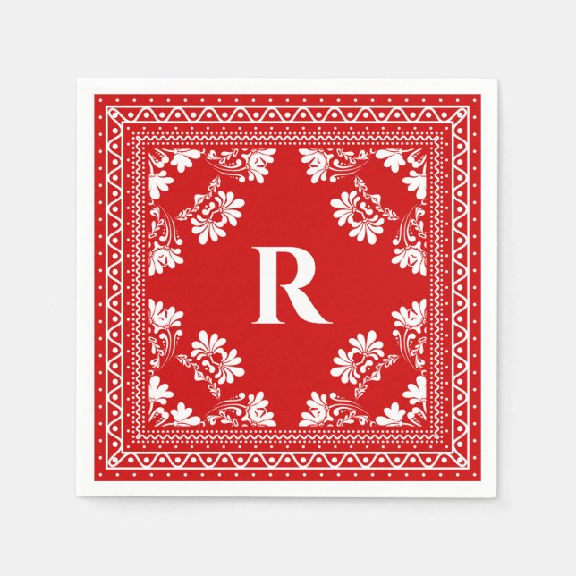 Serviette En Papier Monogram Bandanna motif (Devant)