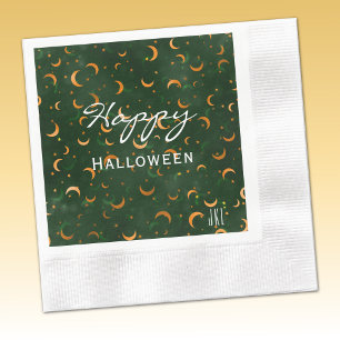Serviette En Papier Monogram, Cocktail Lunes et Étoiles Joyeux Hallowe
