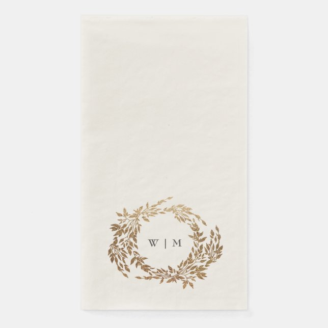 Serviette En Papier Monogram Crest classique Mariage élégant (Devant)