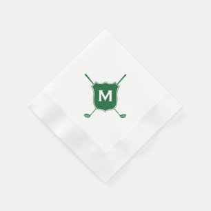 Serviette En Papier Monogram Golf Club Crest Diagonal Green Napkins