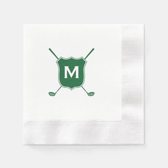 Serviette En Papier Monogram Golf Club Crest in Green Napkins (Devant)