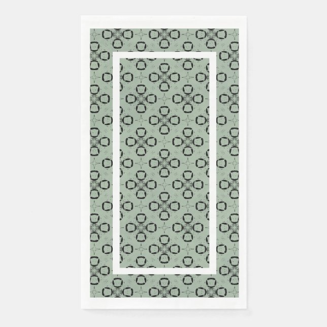 Serviette En Papier Monogram Mint Green et Black Retro Motif (Devant)