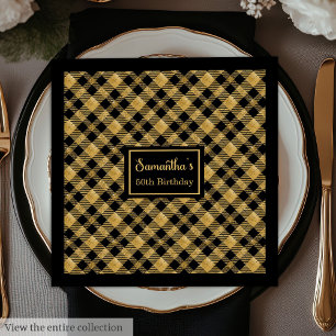 Serviette En Papier Monogram Napkins Luxe Black Gold Mariage Accent