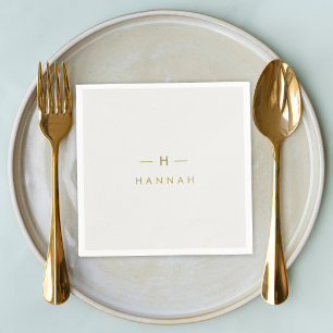 Serviette En Papier Monogram or gray   Minimaliste Elegant Moderne