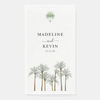 Serviette En Papier Monogram Palm Trees Wedding