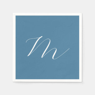 Serviette En Papier Monogram Solide Blue Pastel Minimaliste Profession