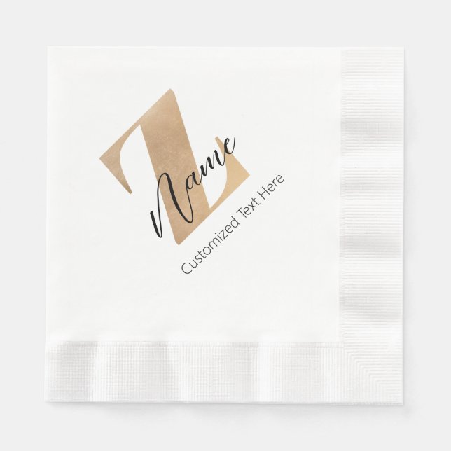 Serviette En Papier Monogram with Initial Z & Custom Name Personalized (Devant)