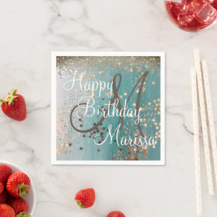 Serviette En Papier Monogramme Anniversaire Gold Stations sur serviett