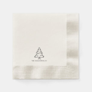 Serviette En Papier Monogramme Arbre de Noël Famille Vacances Réunion