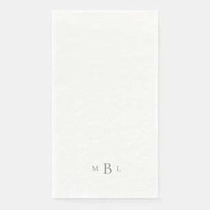 Serviette En Papier Monogramme Argent Blanc Mariage élégant