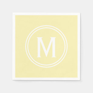 Serviette En Papier Monogramme arrondi, personnalisé, jaune pâle moder