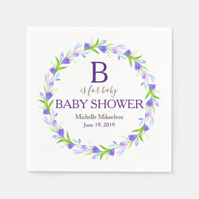 Serviette En Papier Monogramme B est pour le Baby shower (Devant)