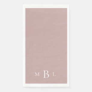 Serviette En Papier Monogramme blanc simple Dusty Mariage Rose