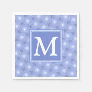 Serviette En Papier Monogramme bleu cercles motif